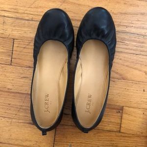 Black Leather J. Crew Flats